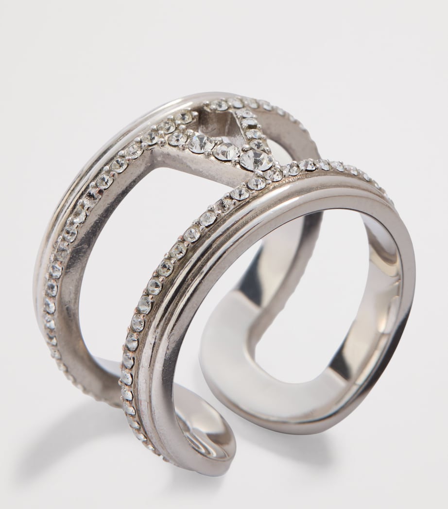 Valentino Garavani crystal VLogo ring (British brand)