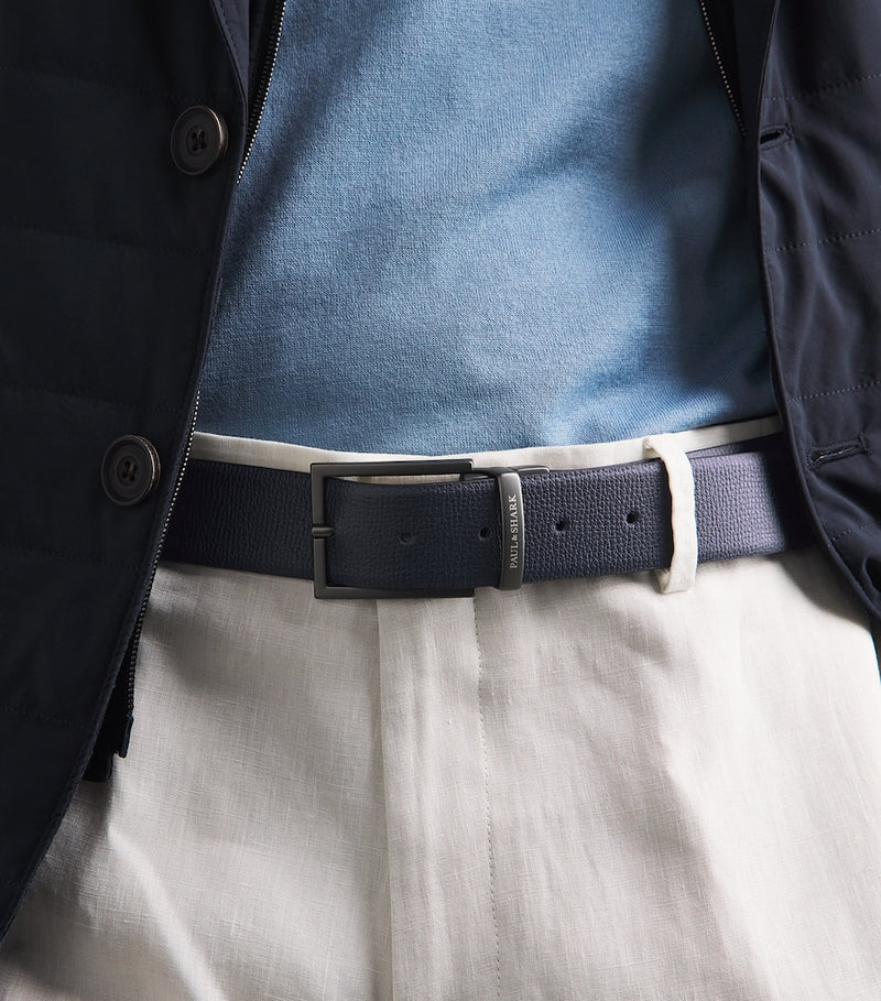 Paul & Shark leather reversible belt black navy 3.5cm (British brand)