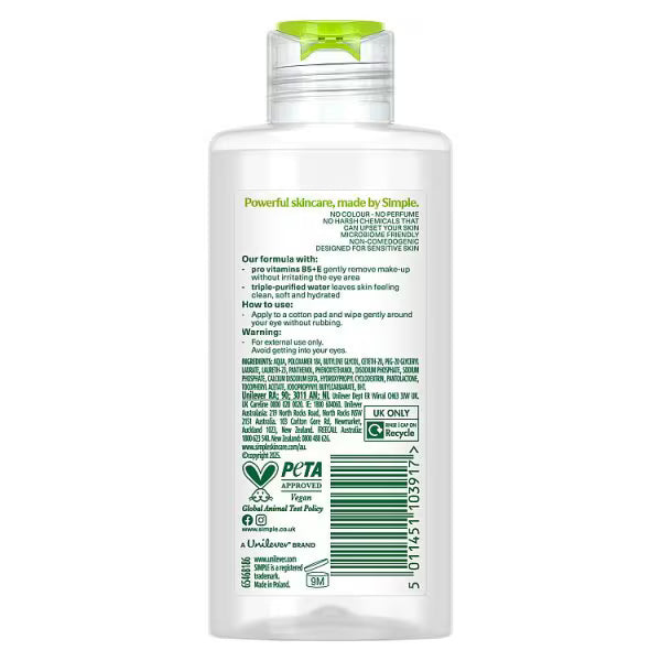Simple Kind to Skin eye makeup remover 125ml, imported from the UK