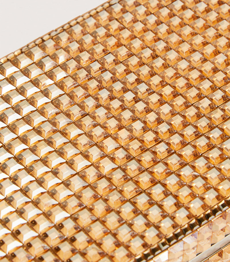 Judith Leiber sleek rectangle clutch bag brass - British product