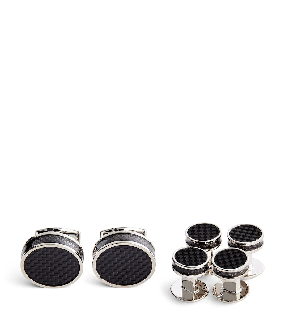 Tateossian disc cufflink set palladium plated silver - British product
