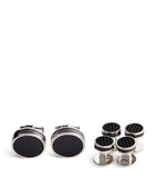 Tateossian disc cufflink set palladium plated silver - British product