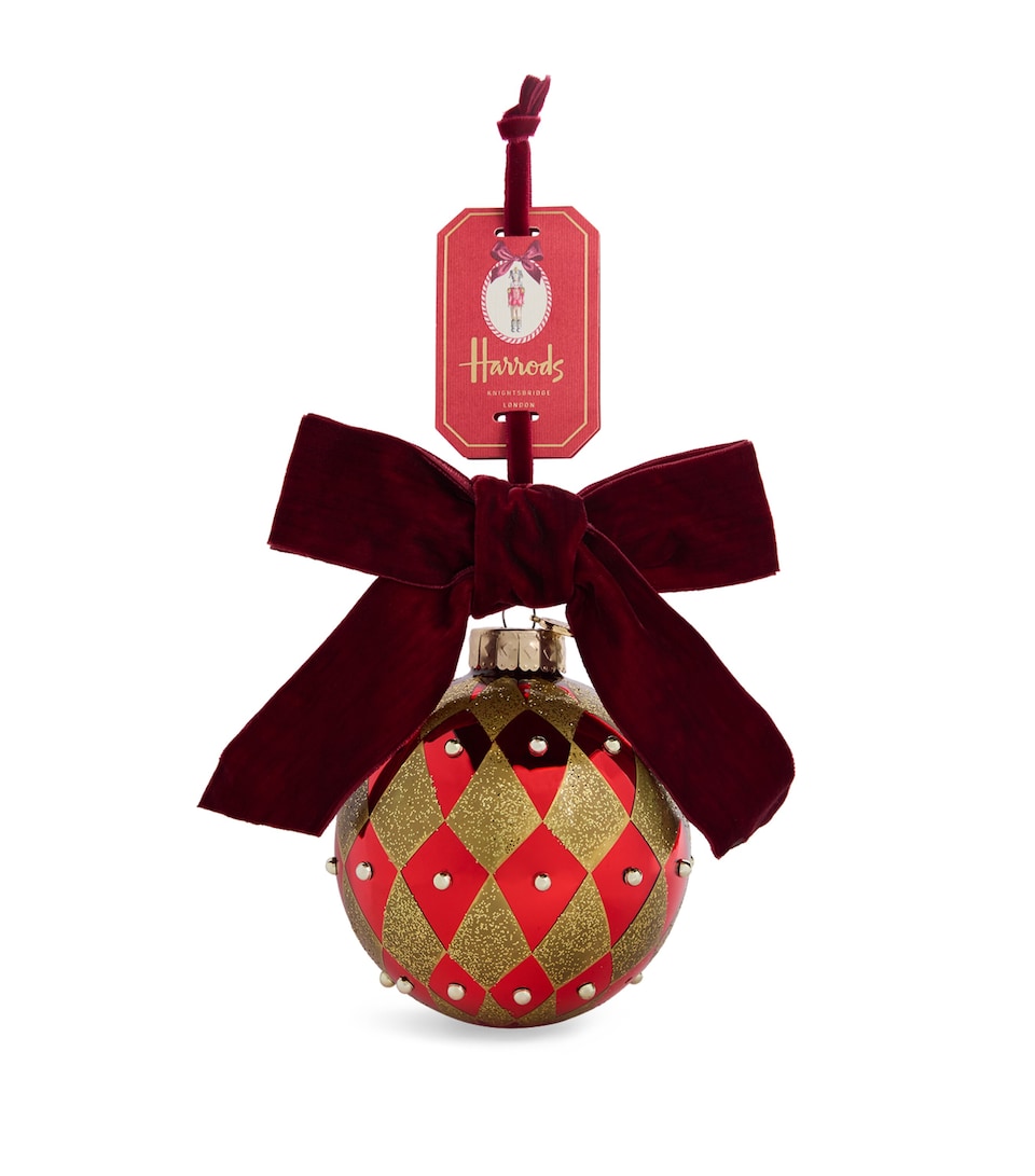 Glittery Resin Christmas Decoration with Velvet Ribbon 14cm x 6cm