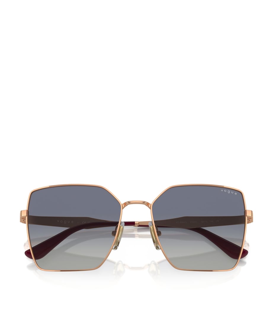 Vogue square sunglasses rose gold metal graduated tint (British brand)