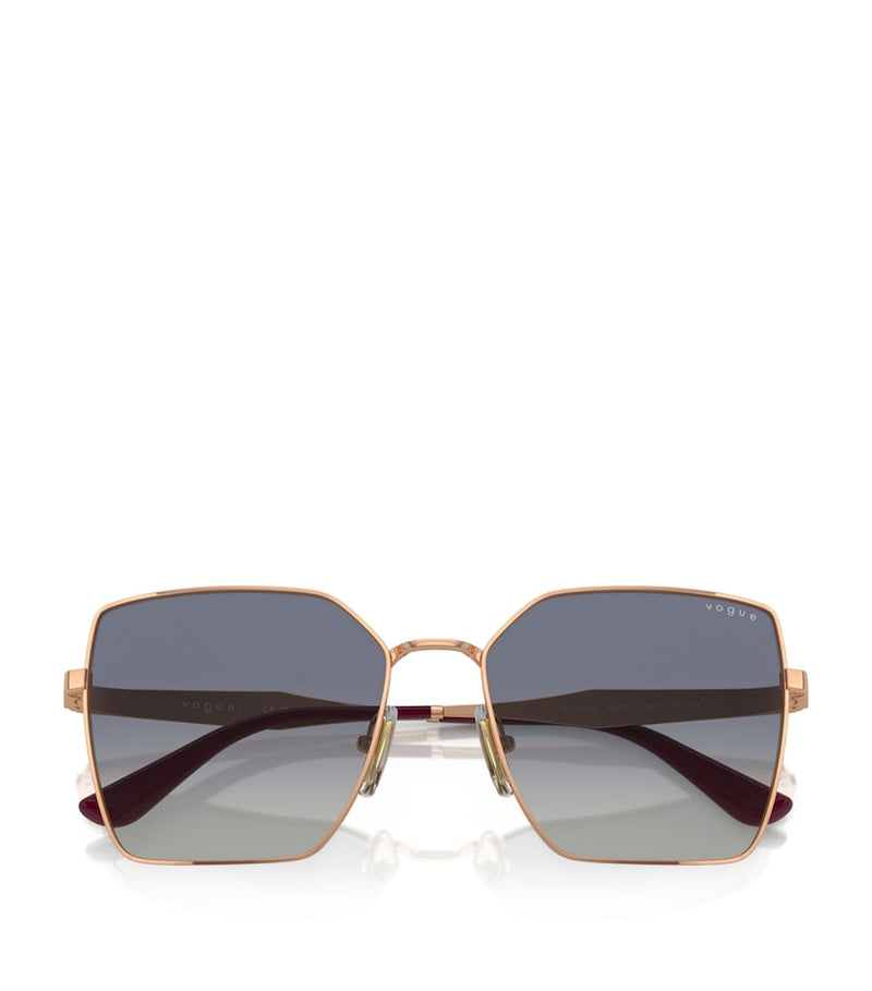 Vogue square sunglasses rose gold metal graduated tint (British brand)