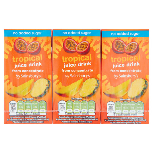 Sainsbury's No Added Sugar Tropical Juice Drink from Concentrate 3× 200ml GOODS Sainsburys   