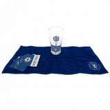 Chelsea FC Wordmark Bar Set Pint Glass Beer Mat Towel (British brand)