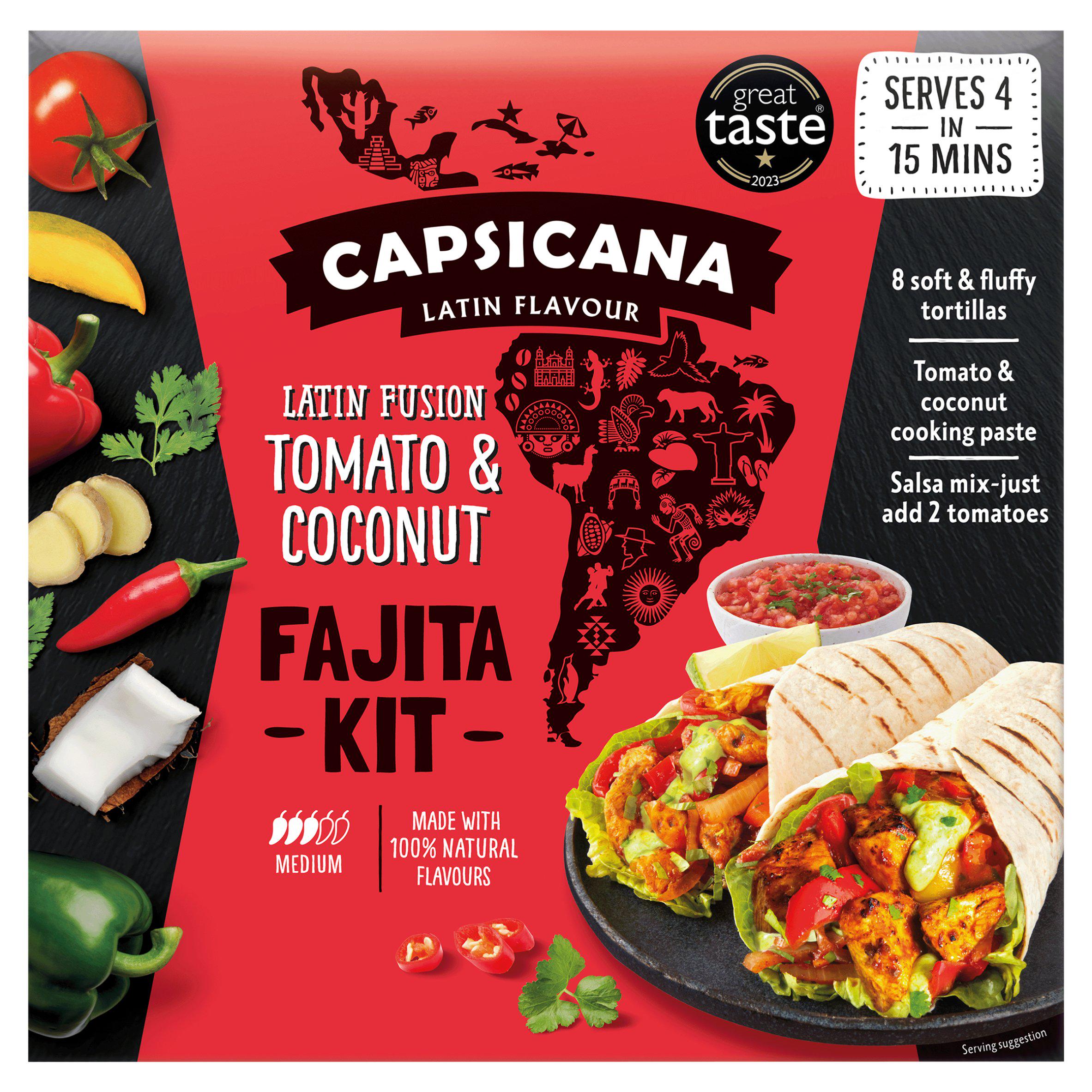 Capsicana Latin Fusion Tomato & Coconut Fajita Kit 455g GOODS Sainsburys   