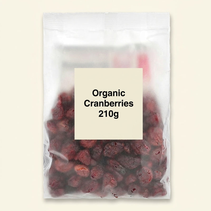 Holland & Barrett organic cranberries 210g, UK version