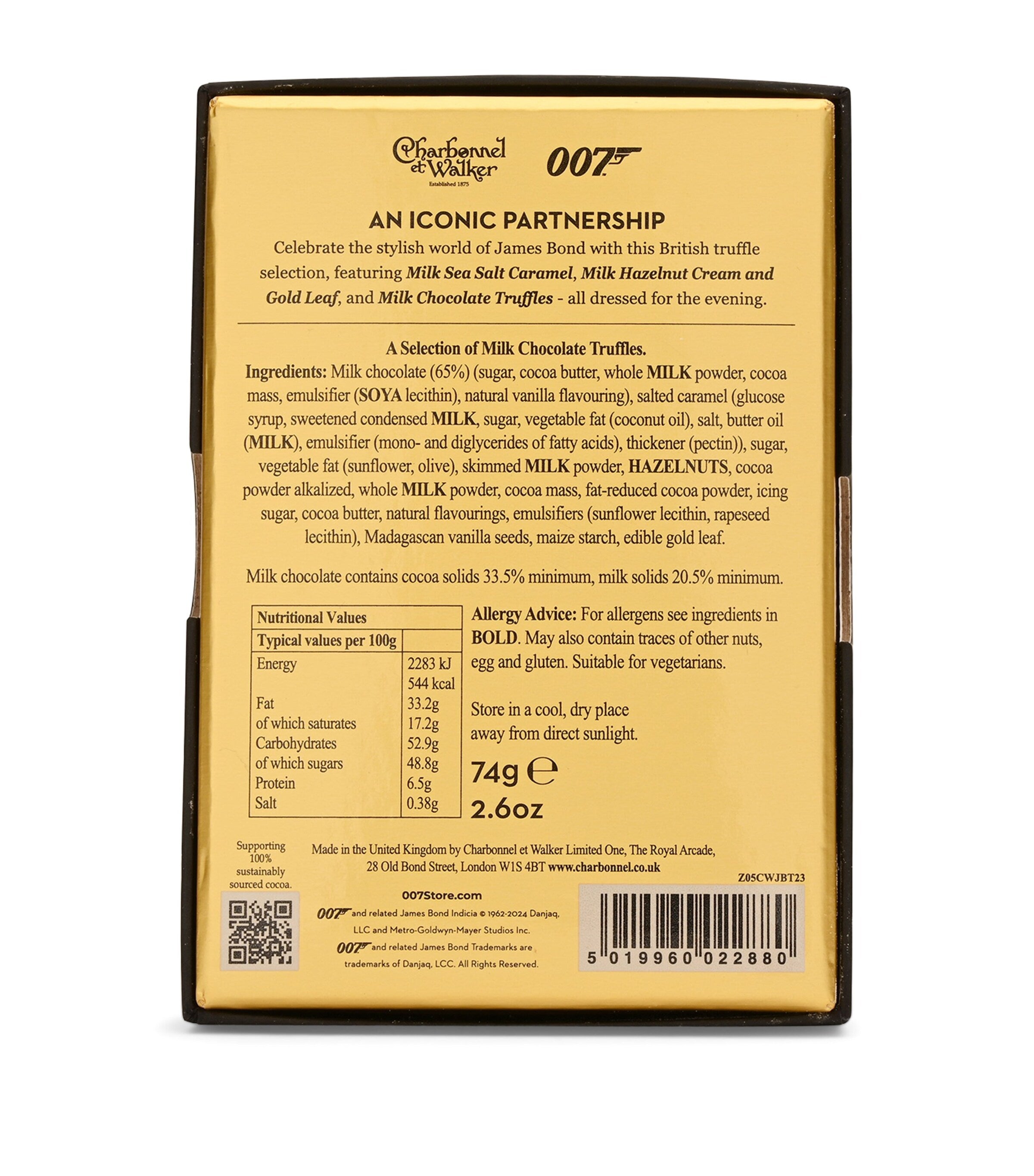 Charbonnel et Walker James Bond Tuxedo chocolate truffle selection 74g - British product