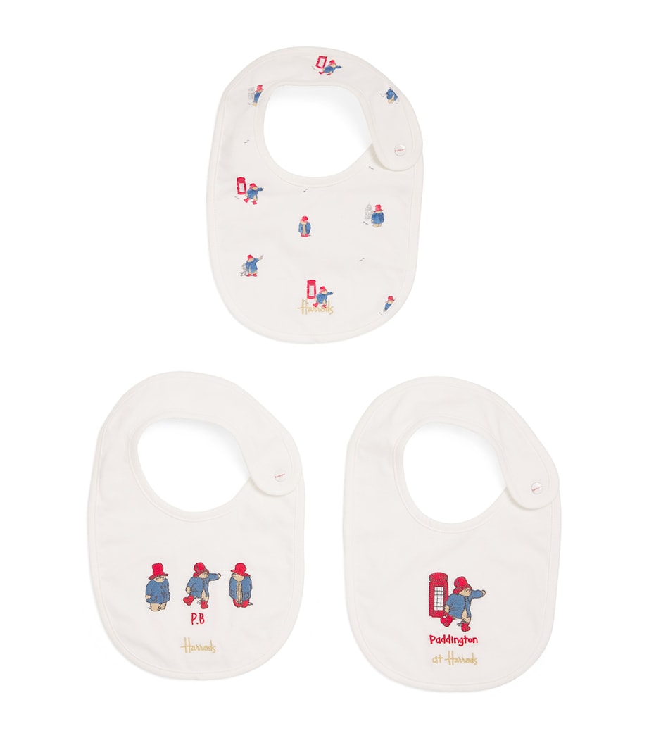 Harrods embroidered Paddington baby bibs set of 3, imported from the UK