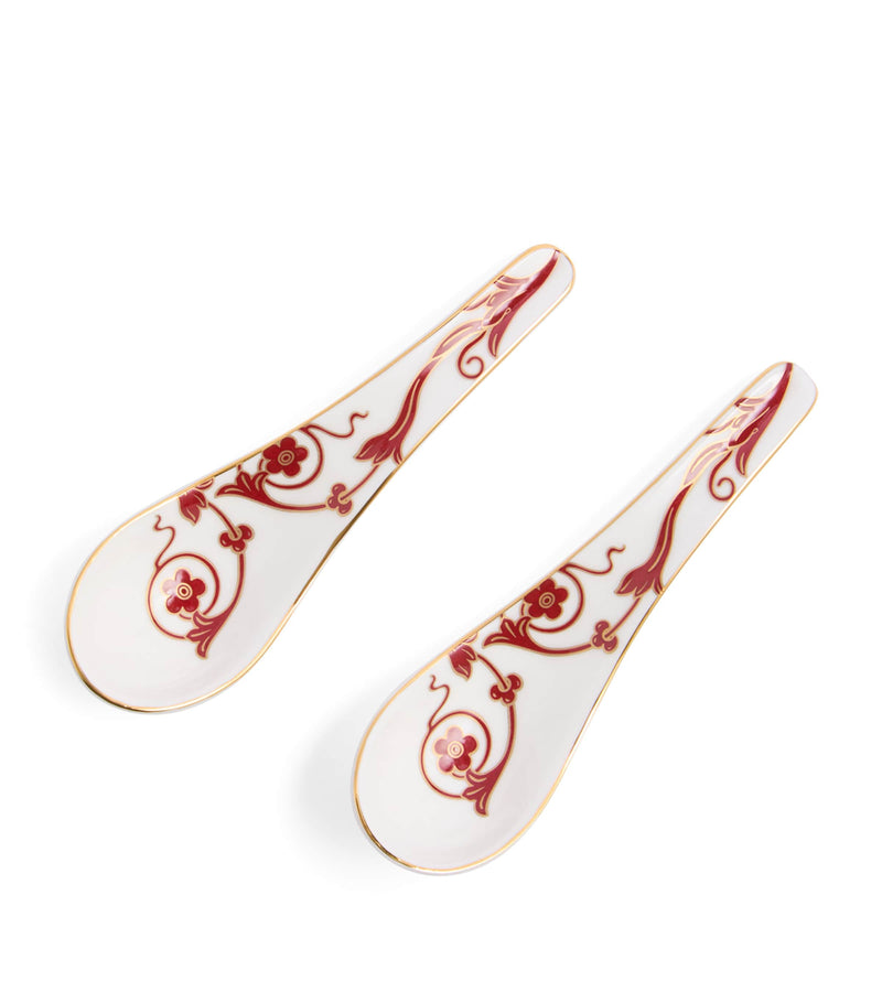 Wedgwood bone china soup spoons with gold trim, UK version