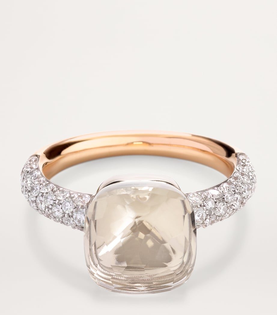 Pomellato Nudo Classic ring rose gold diamond topaz, imported from the UK