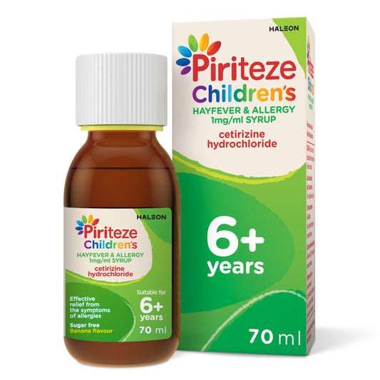 Piriteze Allergy & Hayfever Syrup Sugar Free Banana Flavour 70ml GOODS Sainsburys   
