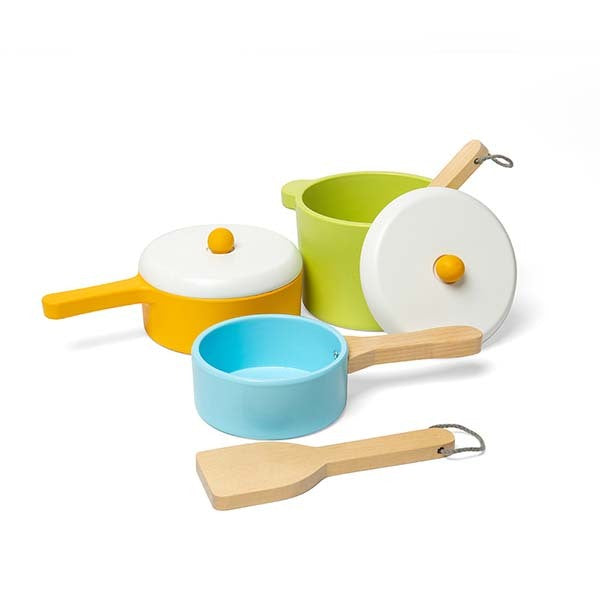 Bigjigs Toys Wooden Role Play Pots & Pans Set GOODS Superdrug   