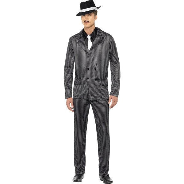 Smiffys gangster costume black pinstripe, imported from the UK
