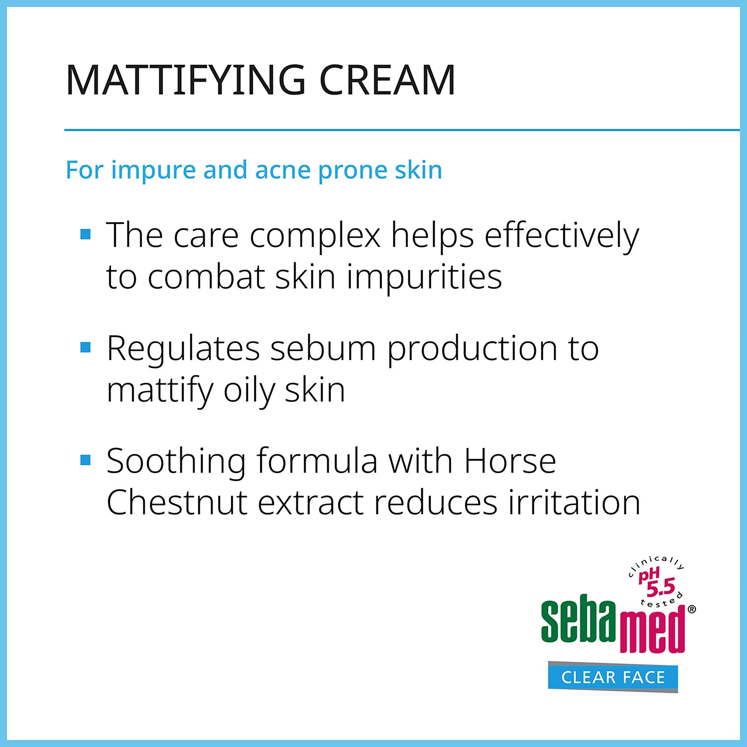 Sebamed Clear Face Mattifying Cream 50ml - British product