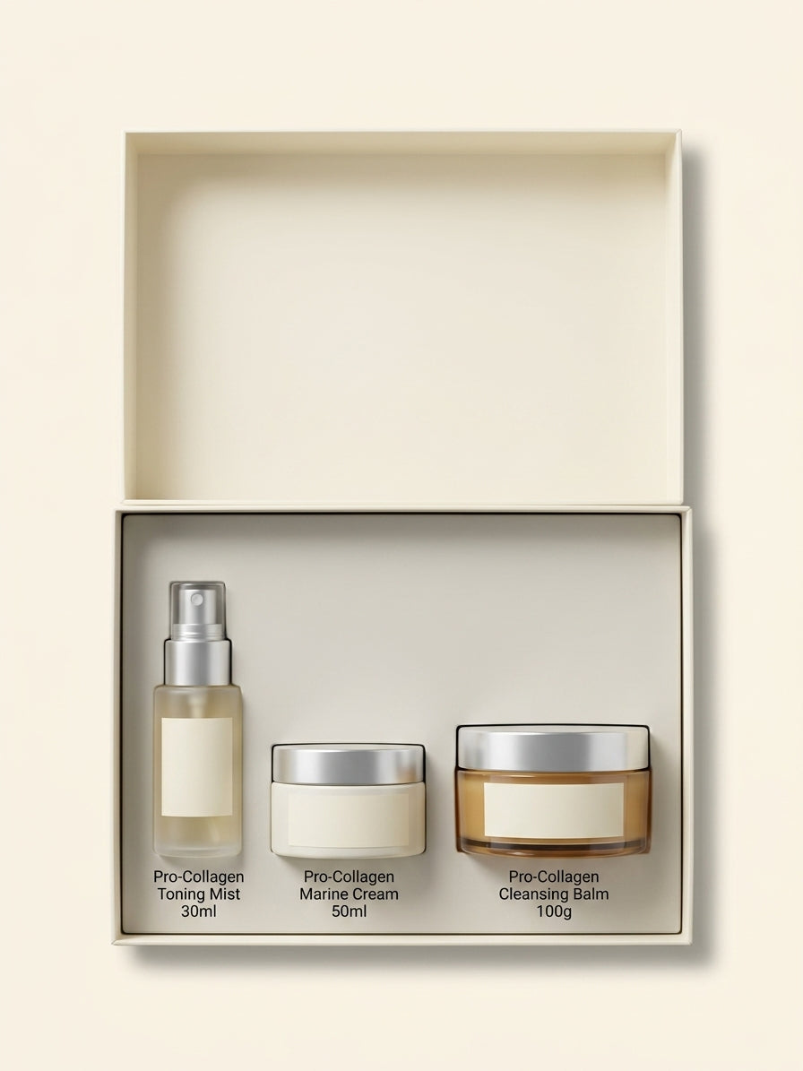 Elemis Pro-Collagen gift set with cleansing balm, toning mist, marine cream, UK version