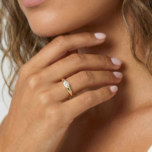MUCHV evil eye signet ring in 18k gold or silver, UK version