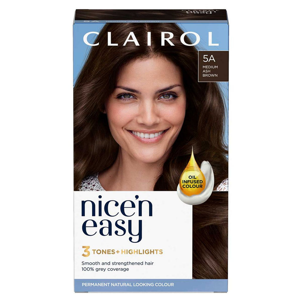 Clairol Nice'n Easy Crème Oil Infused Permanent Hair Dye 5A Medium Ash Brown 177ml