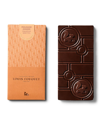 Harrods Louis Fouquet Almond Praline Dark Chocolate Bar 120g- Buy online at McGrocer