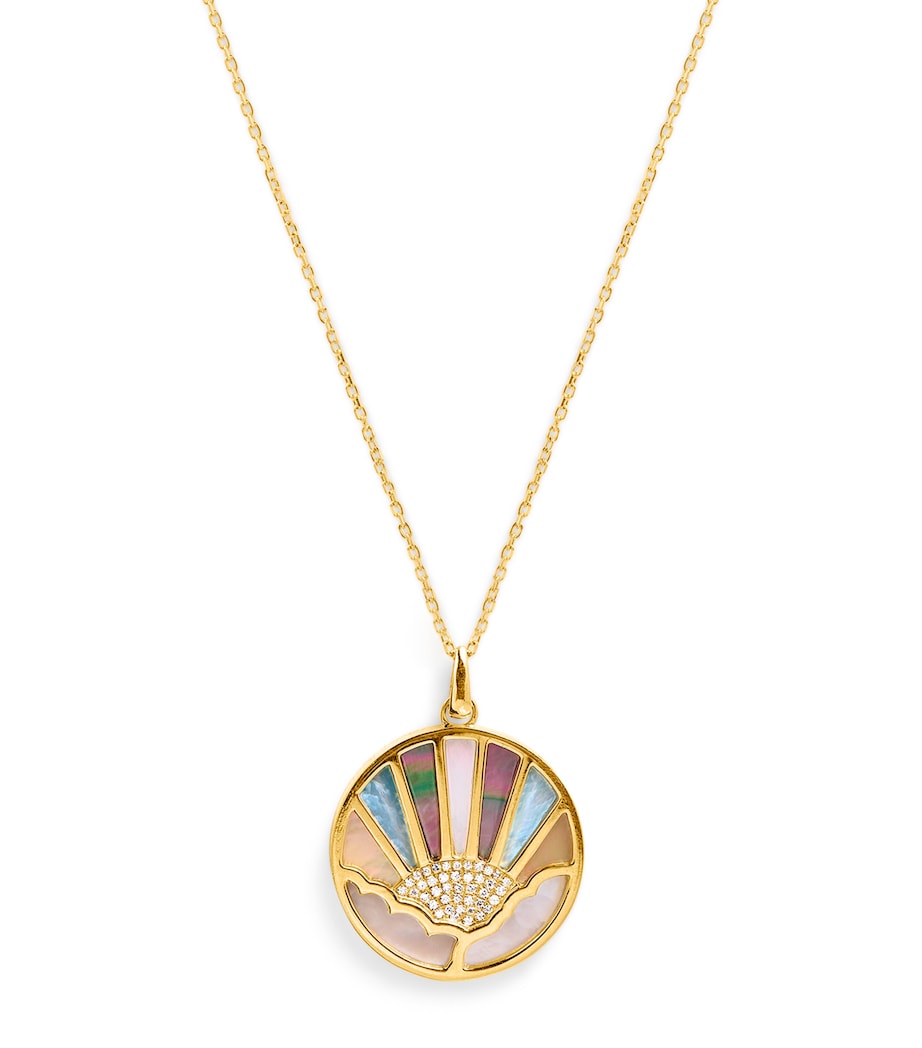 L'Atelier Nawbar yellow gold diamond pearl Sunshine Necklace, UK version