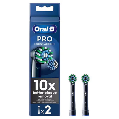 Oral-B Pro Cross Action Black Toothbrush Heads 2 Pack