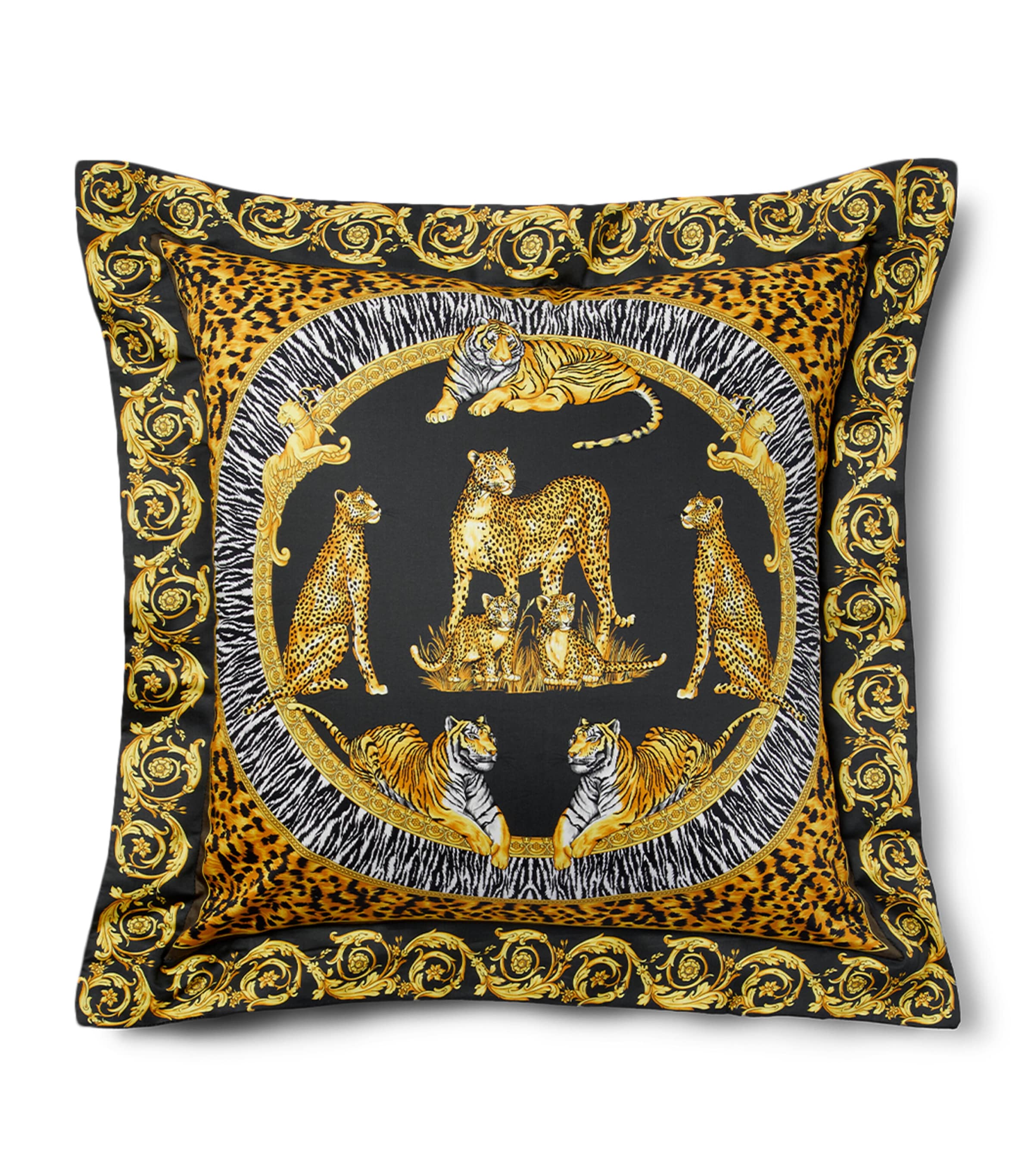 Versace Cotton-Satin Wild Cats cushion 60cm x 60cm (British brand)