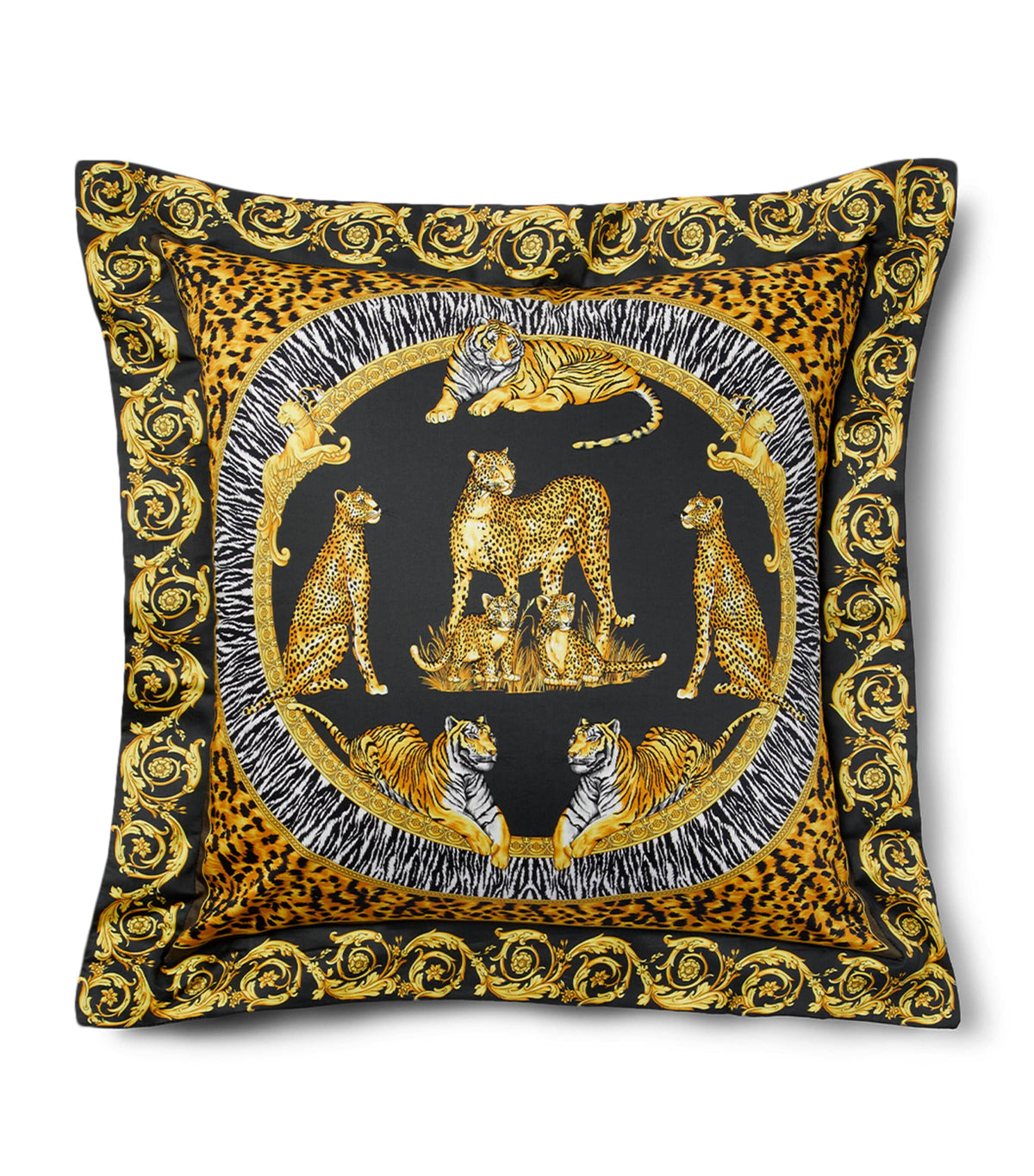 Versace Cotton-Satin Wild Cats cushion 60cm x 60cm (British brand)