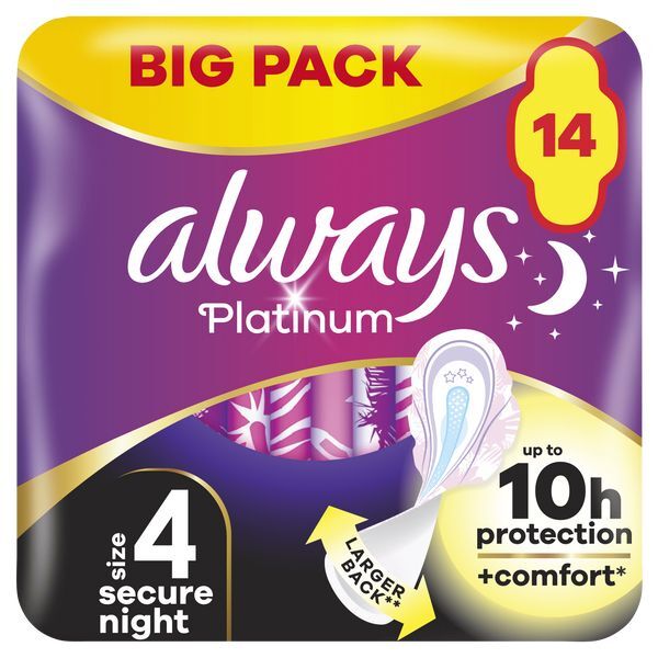 Always Platinum Secure Night (Size 4) 14 Sanitary Towels GOODS Superdrug   