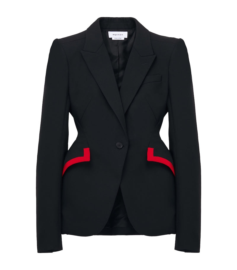 Wool Waistcoat with Lace Ruffles and Square Neckline