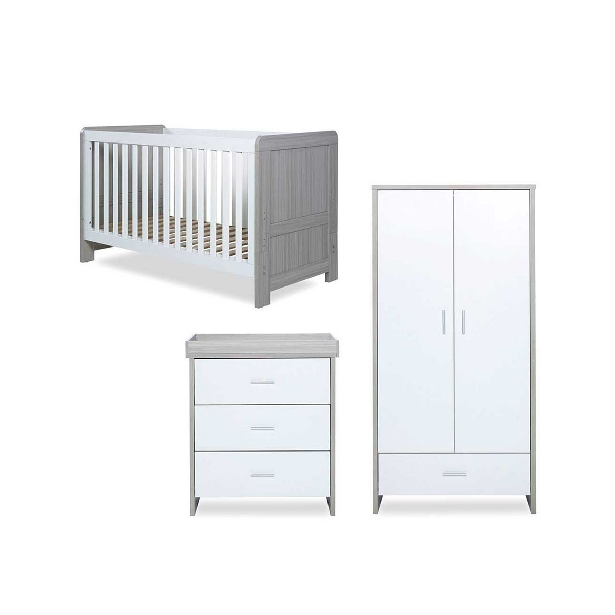 Ickle Bubba Pembrey 3 Piece Furniture Set and Sprung Mattress - Ash Grey and White GOODS Boots   