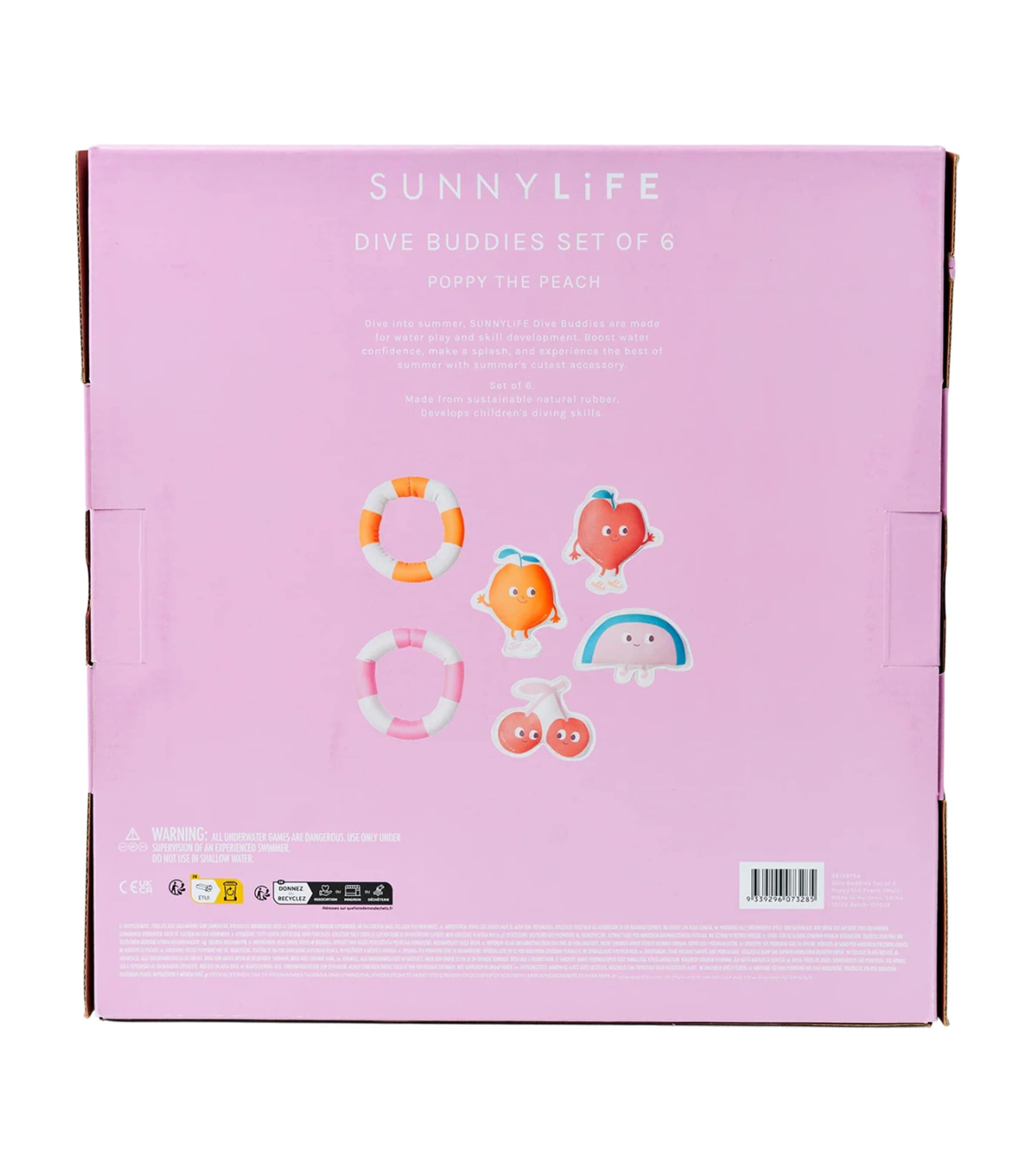 Sunnylife Poppy the Peach Dive Buddies rubber toys - British product