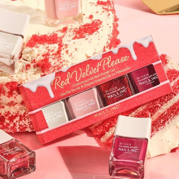 Nails.INC Red Velvet Please 4-Piece Nail Polish Set