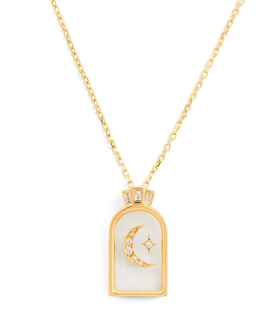 L'Atelier Nawbar Biladi Hilal necklace yellow gold diamond, imported from the UK