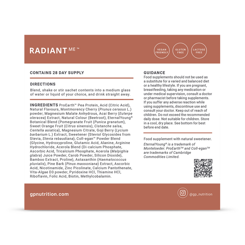 RadiantMe Vegan Collagen Skin Hydration & Beauty 28 Servings - British product
