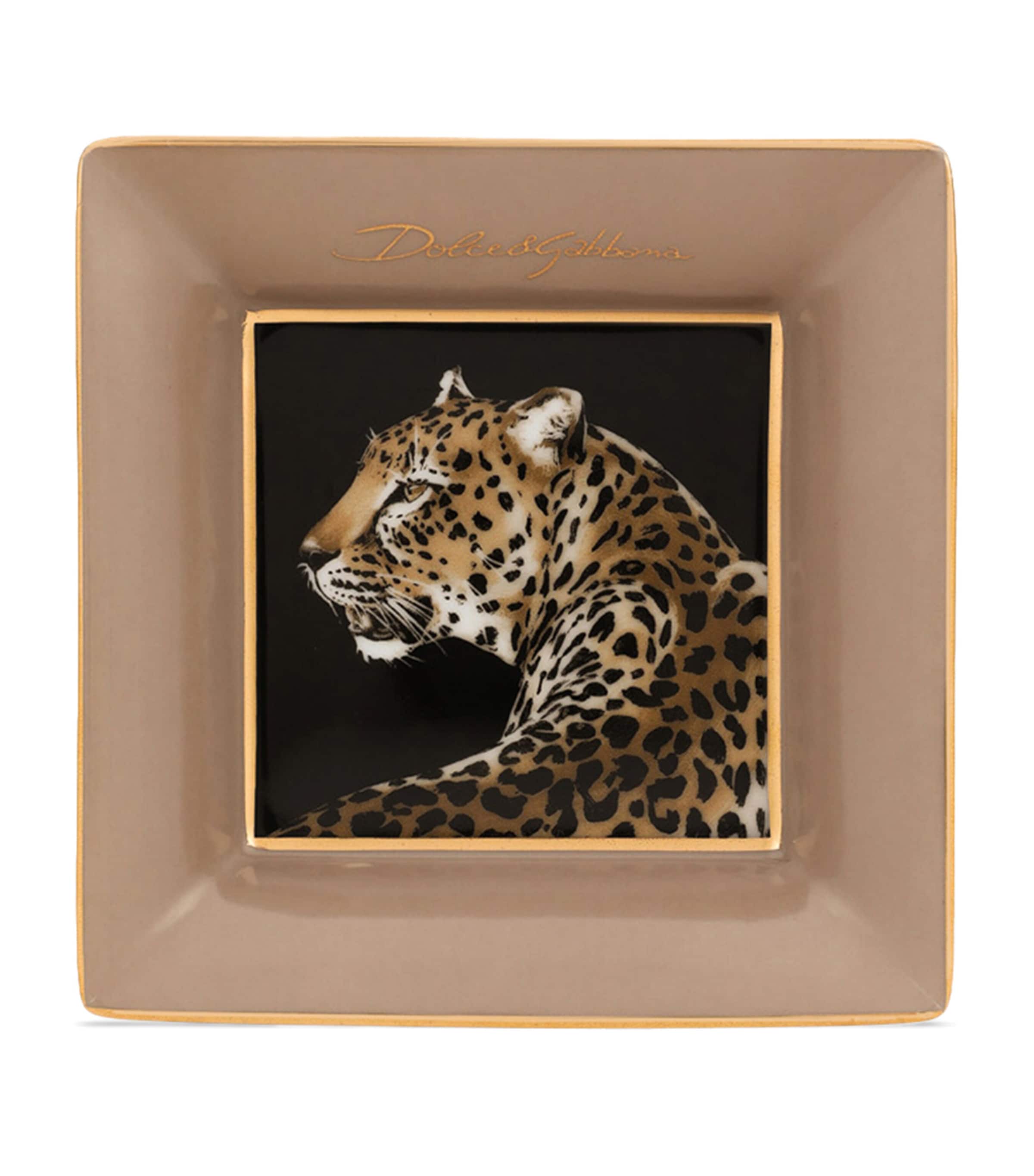 Dolce&Gabbana Casa Leopard decorative square porcelain plates set of 3 10cm - British product