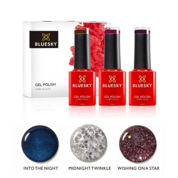 Bluesky Mini Trio Set nail polish sparkles and stars 5ml, imported from the UK