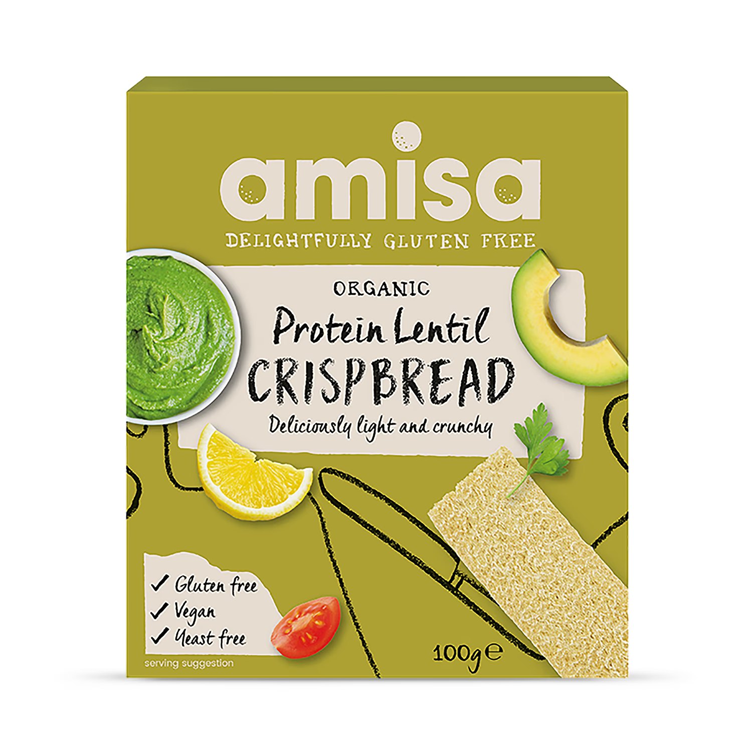 Amisa Organic Protein Lentil Crispbread 100g - British product
