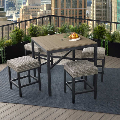 Costco UK Agio Winlock 5-teiliges gewebtes High-Dining-Set + Abdeckung - Online kaufen bei McGrocer