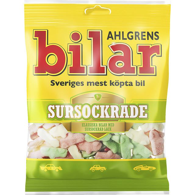 Ahlgrens Bilar Sursockrade Sour Soft Chewy Marshmallow Cars   100g