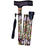 Aidapt Folding Walking Cane - Patterned Blue Floral