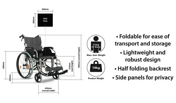 Aidapt Lightweight Aluminium Self-Propelled Wheelchair