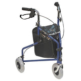 Aidapt Three Wheeled Steel Walker in Blue with Bag