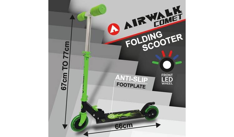 Airwalk Comet Light Up Foldable 2 Wheel Scooter - Green