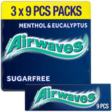 Airwaves Menthol & Eucalyptus Sugar Free Chewing Gum 3 x 9 Pieces