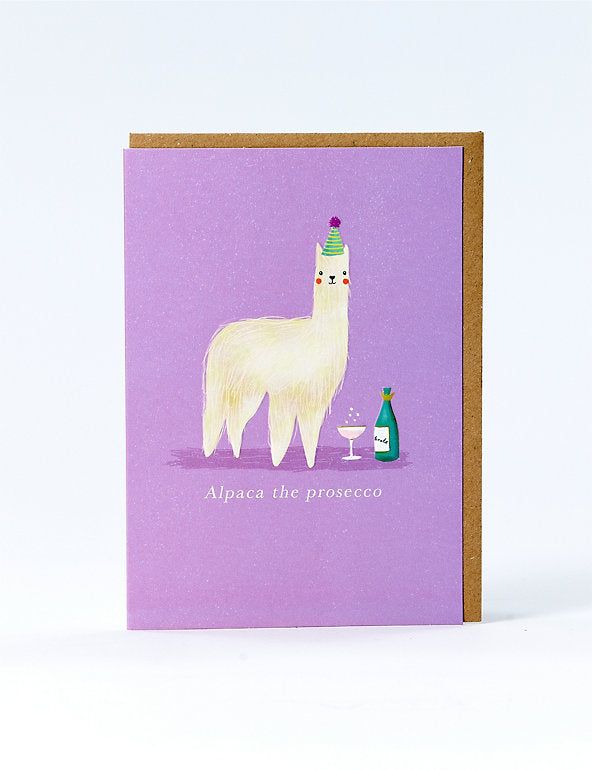 Alpaca The Prosecco Birthday Card