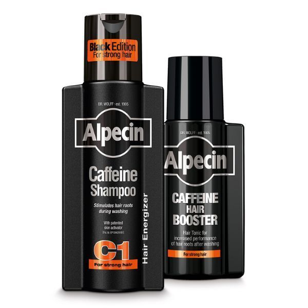 Alpecin Black Mens Shampoo and Caffeine Hair Booster Set