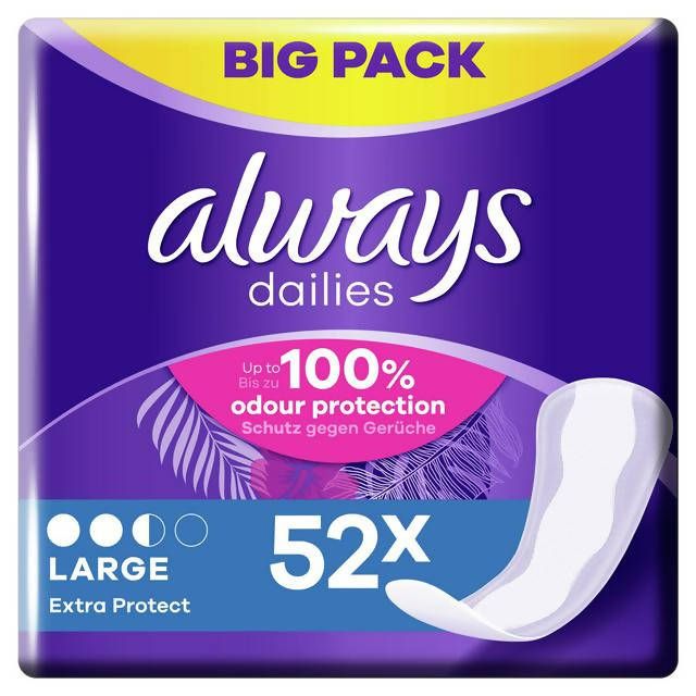 Always Dailies Extra Protect Panty Liners Large x 52