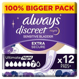 Always Discreet Incontinence Pads Plus Ultimate Night X12